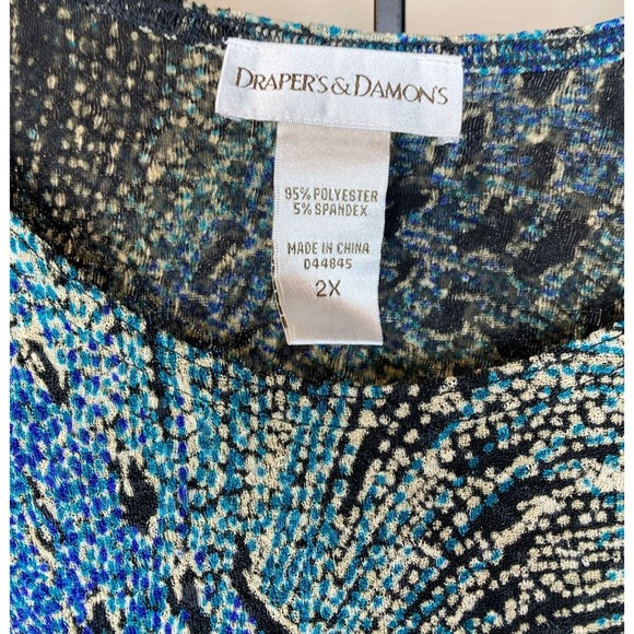Drapers Damons, Womens, Blouse, 2X Peacock Feather, Short Sleeves - Picture 4 of 16